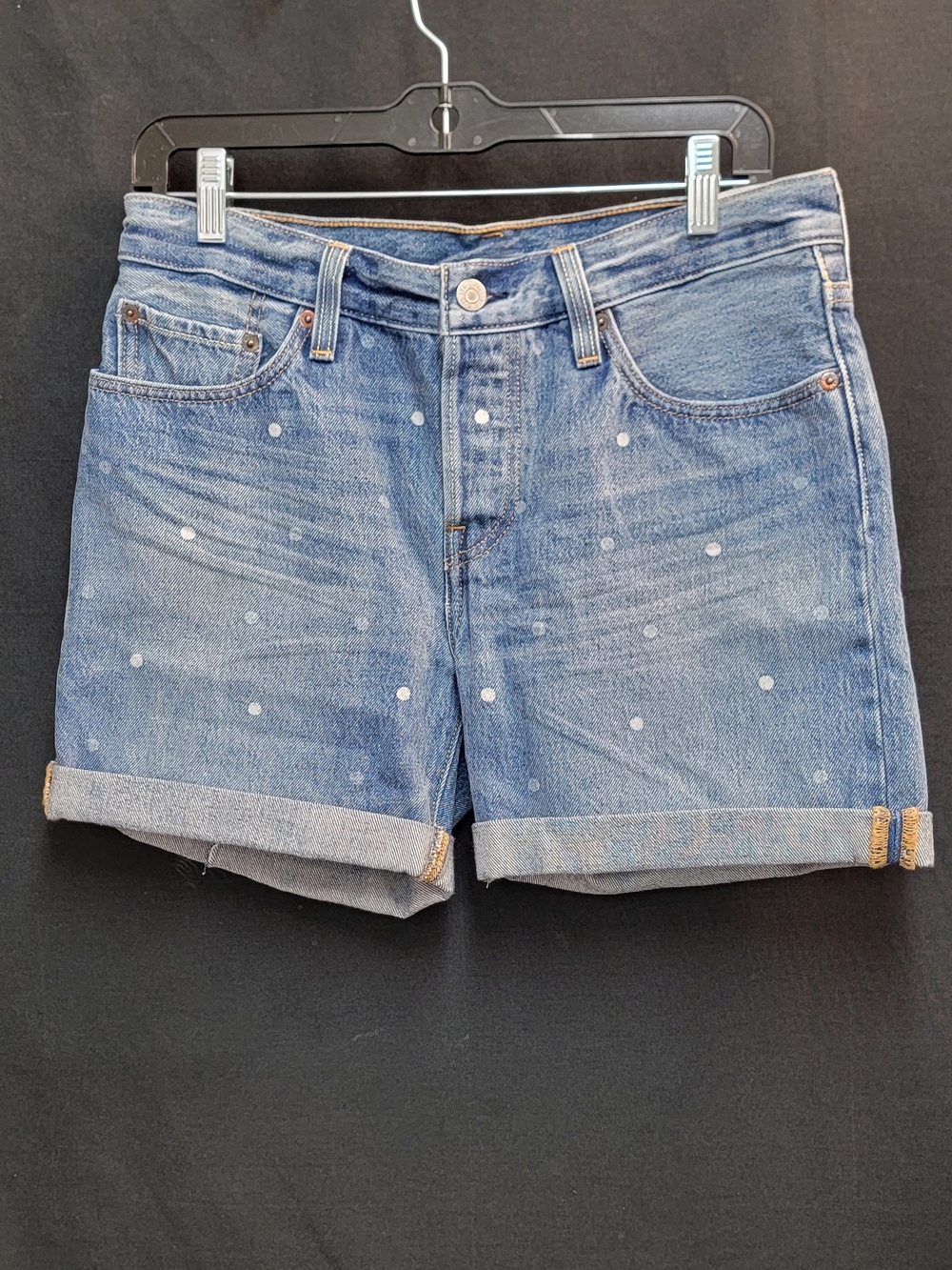 Levi's Blue Polka Dot Roll-Cuff Denim Shorts